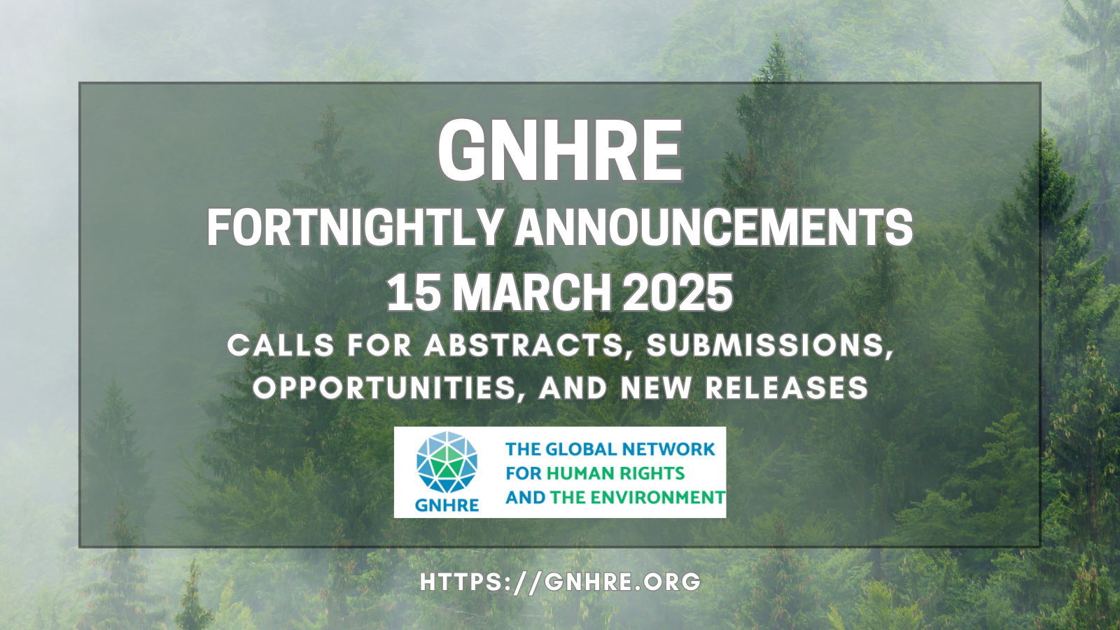 Announcements: 15 March 2025